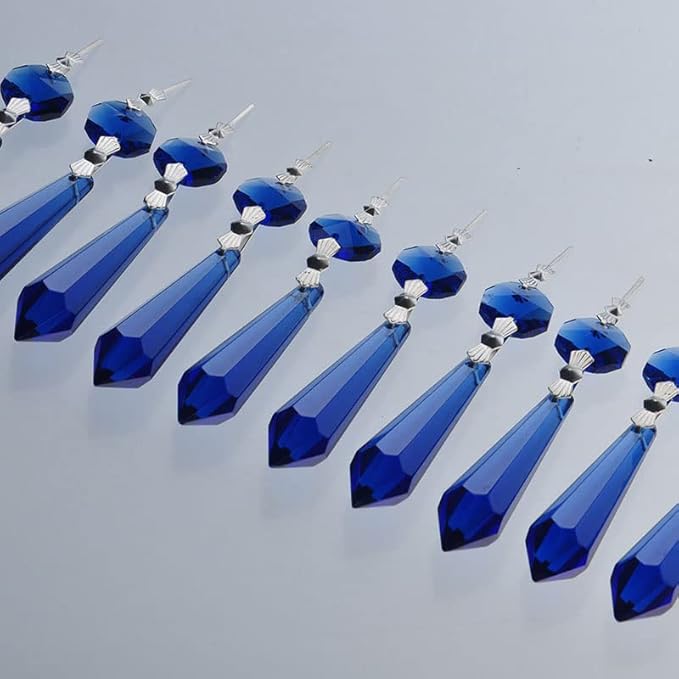 HDCRYSTALGIFTS 25pcs Blue Chandelier Crystals Replacement Chandelier Icicle Crystal Prisms Crystal Drop Prisms