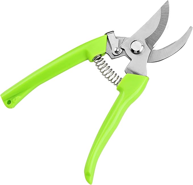 Garden Flower Shears Pruning Shears 6.9 inches Scissors Heavy Duty Plant Scissors for Cutting Flowers, Trimming Plants, Bonsai, Fruits Picking (Green Handle)