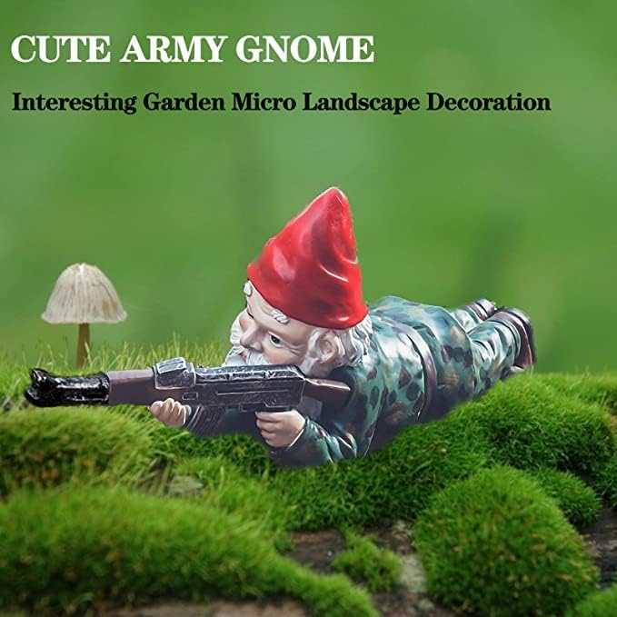 Garden Gnomes, 4.5inch Gnome Statues, Military Gnome with Gun, Funny Army Gnomes Decorations for Yard, Indoor Outdoor Halloween Christmas Thanksgiving Gifts (Red+Yellow+Blue)