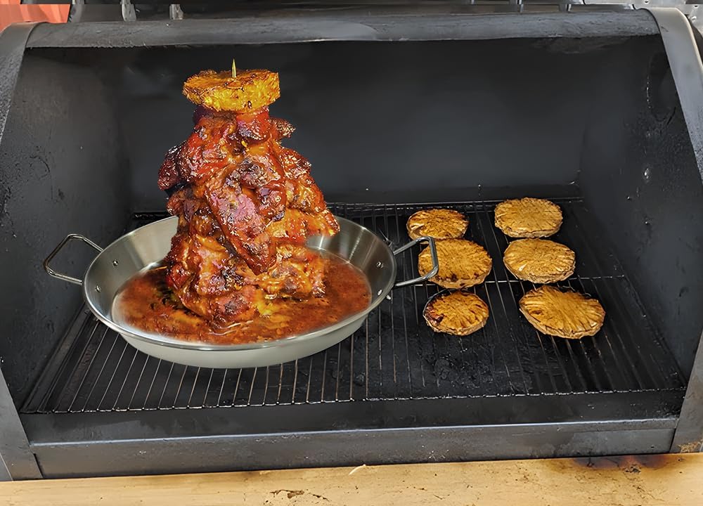 13" Vertical Skewer Gyro Pan Spit Shawarma Stand for oven with Chicken Leg Rack, Al Pastor Skewer for Grill, El Pastor Hack for Tacos Chicken, Brazilian, Stainless Steel, with 8",10" and 12" stick