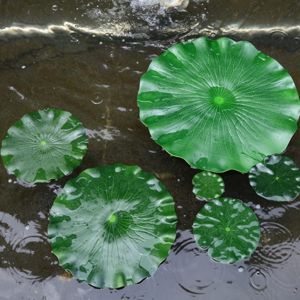 GANAZONO Simulated Lotus Leaf Lily Pads for Ponds Floating Water Lily Pads biryani Masala Plastic Pond Aquarium Lifelike Leaves Lotus Leaves Fake Blue eva Artificial Leaf Branch