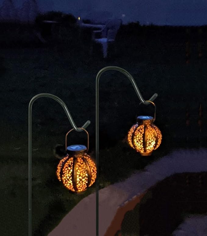 Garbuildman 92 Inch Tall Shepherd Hooks with 5-Forked Base, Adjustable Heavy Duty Bird Feeder Pole Stand Hanger for Outdoor, Shiny Black, 2 Pack