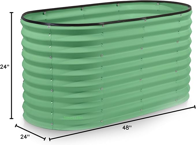 Galvanized Raised Garden Beds Outdoor // 4×2×2 ft Planter Raised Beds for Gardening, Vegetables, Flowers // Large Metal Garden Box (Light Green) // Patented Tool-Free Design