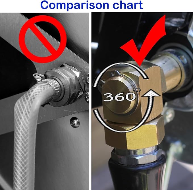 Garden Hose Reel Replacement Fitting,Brass 3/4"GHT Female to 1/2"NPT Male Swivel Elbow adapter (4.72 inches in length 1 piece)