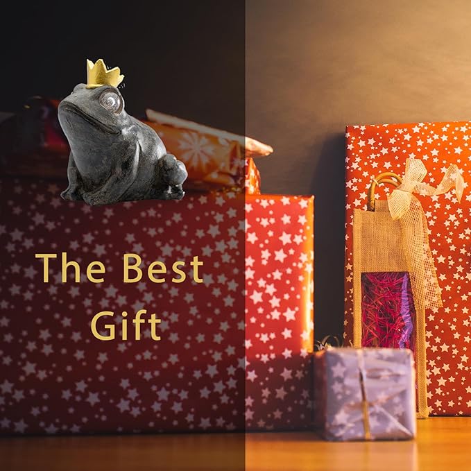 Garden Decor Statue Frog Prince,Solar Statue Decor Frog Prince,Resin Frogs Figurine with Solar Light for Patio,Balcony,Yard,Lawn Ornament,Perfect Garden Gift