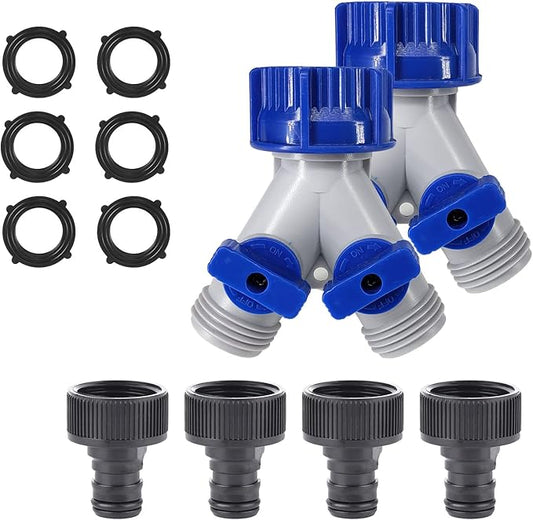 Garden Hose Splitter, 2Pcs 360° 3/4" Plastic Water Hose Splitter 2 Way, Garden Hose Connector with Faucet Watering Shut Off for Landscaping, Gardening, Flower Planting, Irrigation