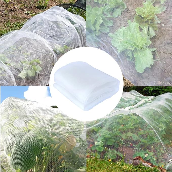 Agfabric Garden Netting 16'x30' Insect Pest Barrier Bird Netting for Garden Protection,Row Cover Mesh Netting for Vegetables Fruit Trees and Plants,White