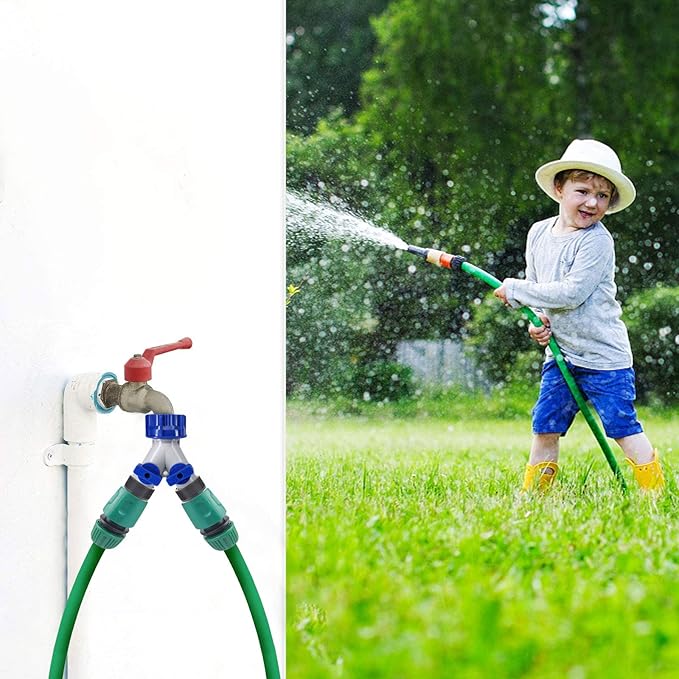 Garden Hose Splitter, 2Pcs 360° 3/4" Plastic Water Hose Splitter 2 Way, Garden Hose Connector with Faucet Watering Shut Off for Landscaping, Gardening, Flower Planting, Irrigation