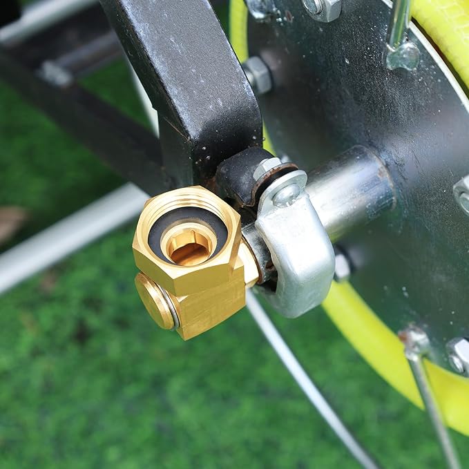 Garden Hose Reel Replacement Fitting,Brass 3/4"GHT Female to 1/2"NPT Male Swivel Elbow adapter (4.72 inches in length 1 piece)