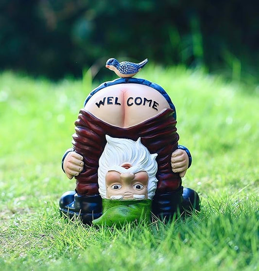 Garden Gnome Statue, Garden Decor,Gnomes Decorations for Yard, Funny Garden Bird Welcome Figurines for Outdoor Patio, Lawn, Yard Art Decoration ,Christmas Garden Gifts (Green)