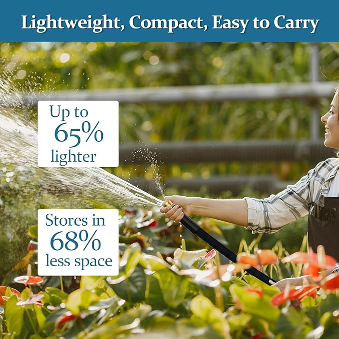 Garden Hose 100ft, Made of TPE(BetterThan PVC), with 10 Patterns Sprayer Nozzle, Ultra-Light & Flexible Water Hose with Solid Brass Fittings, Non-Shrinking, Drinking Water Safe Material