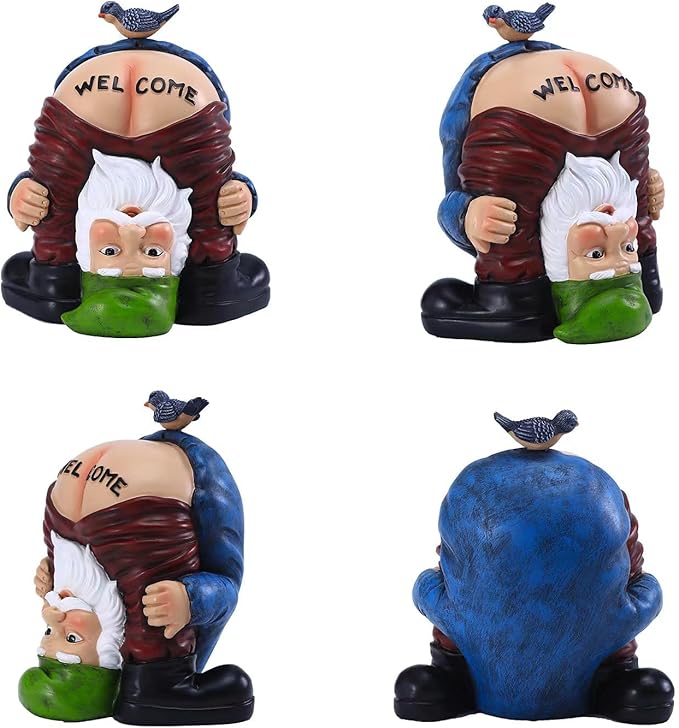 Garden Gnome Statue, Garden Decor,Gnomes Decorations for Yard, Funny Garden Bird Welcome Figurines for Outdoor Patio, Lawn, Yard Art Decoration ,Christmas Garden Gifts (Green)