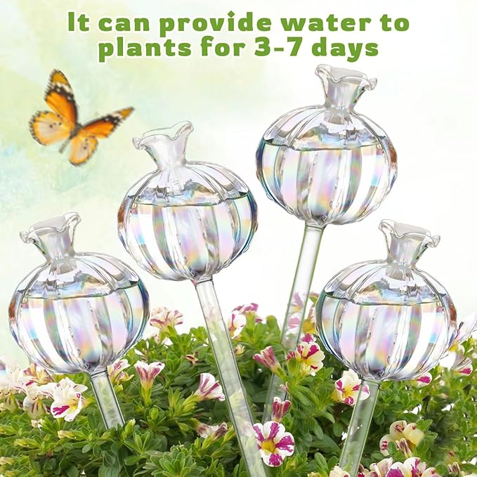 4 PCS Plant Self Watering Globes 8.9 Inch Self Watering Planter Insert Glass Water Globes for Indoor Plants & Outdoor Plants
