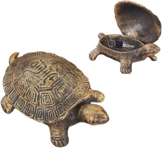 Garden Decoration Turtle Cast Iron Key Hider Stone Diversion Safe Key Outside Hider Hide-A-Key Holder Safely Hiding your Spare Keys for Outdoor Garden or Yard, Geocaching