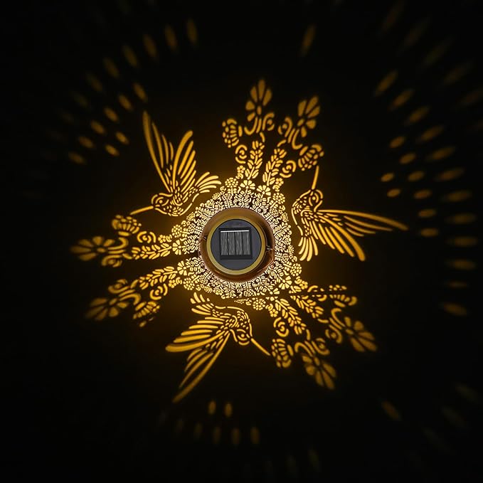 Garden Decor Birthday Gifts for Women, Solar Lanterns Hummingbird Outdoor Decoration, Mothers Day Gifts for Mom Grandma, Hanging Solar Lights Outside for Yard, Patio, Backyard, Porch (2 Pack)