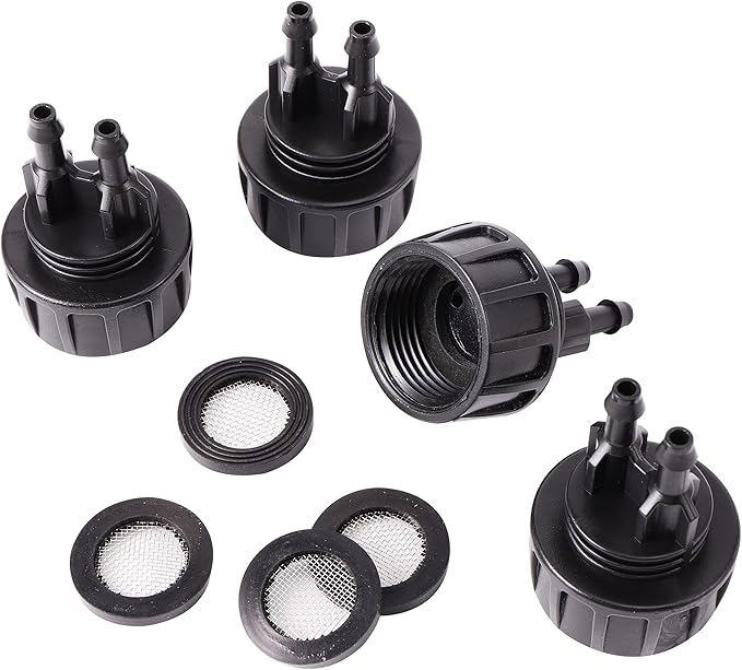 Inner 3/4 inch to Double 1/4 Pipe Joint with Four Black Strainer 6-Point Washers,Garden Irrigation System Used in Gardens,Lawns