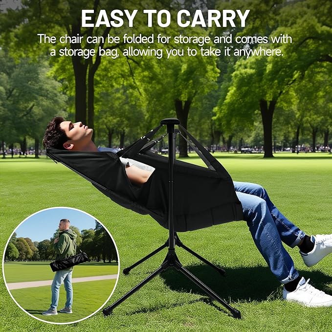 Himalaya Hammock Camping Chair, Swinging Portable Folding Camp Chairs for Adults Heavy Duty Foldable Oversized Rocker with Aluminum Alloy Frame for Outdoor Lawn,Backyard,Beach and Patio Sport