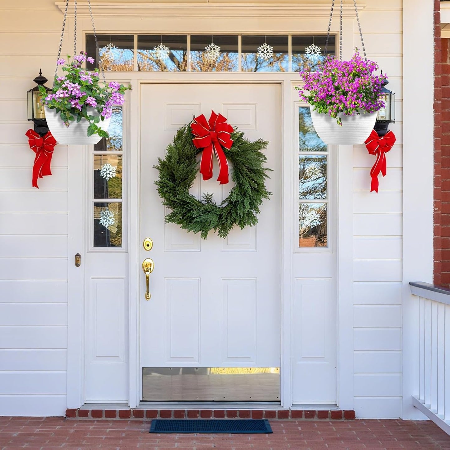 Hanging Planters for Indoor Outdoor Plants, Set of 2 Self Watering Hanging Pots with Drainage Hole & Plug and 20" Chain & Hooks
