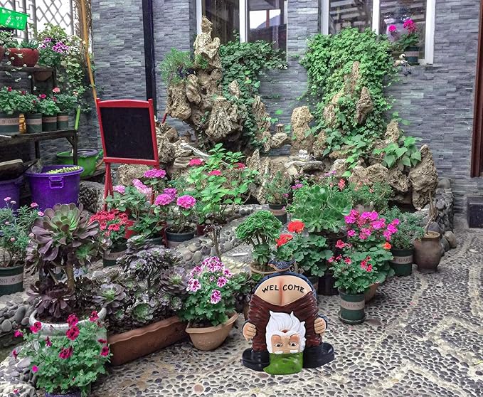 Garden Gnome Statue, Garden Decor,Gnomes Decorations for Yard, Funny Garden Bird Welcome Figurines for Outdoor Patio, Lawn, Yard Art Decoration ,Christmas Garden Gifts (Green)