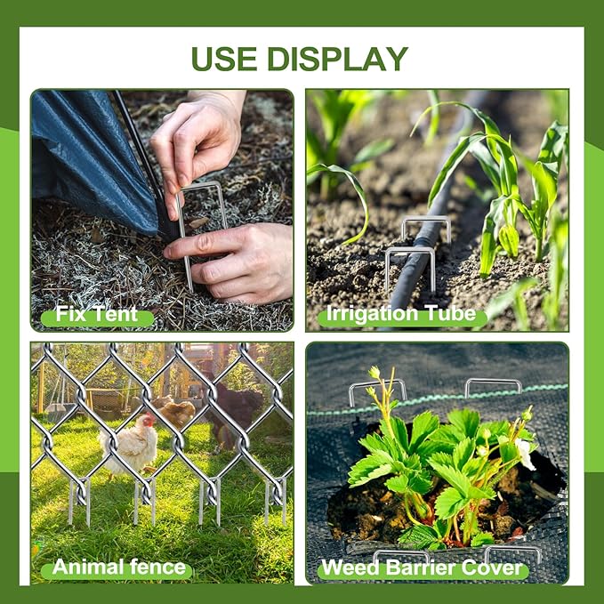 30 Pcs Galvanized Landscape Staples Metal Garden Stakes Heavy Duty for Ground Cover, U-Shaped Pins Yard Stakes Weed Barrier Fabric, Garden Hose, Drip Irrigation, 1.6 inch*(6+4 inch)