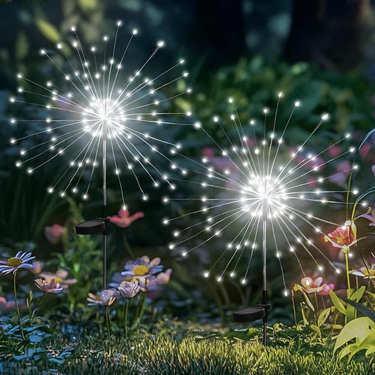 Garden Decor Solar Lights Outdoor,2Pack 120LED Waterproof Cold White Solar Garden Lights Your Outdoor Decoration,Yard, Patio, Porch,Flower Pot,Pathway,Christmas