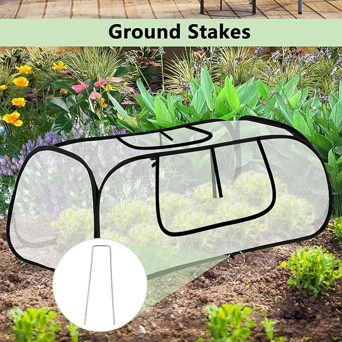 45"*22"*16"Garden Plant Covers with Two Air Hole and Breathable Mesh for Raised Beds, Accelerator Plants Cover, Mini Greenhouse Cover, Frost Cover for Plant Vegetable Seedling Protector 2PCS