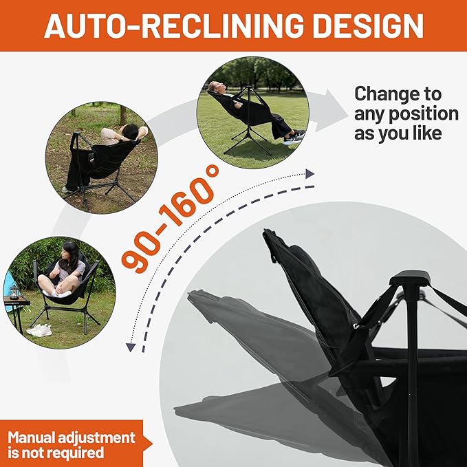 Himalaya Hammock Camping Chair, Swinging Portable Folding Camp Chairs for Adults Heavy Duty Foldable Oversized Rocker with Aluminum Alloy Frame for Outdoor Lawn,Backyard,Beach and Patio Sport