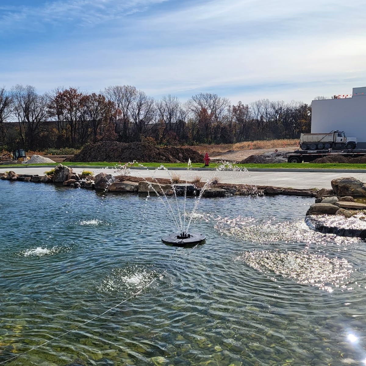 HALF OFF PONDS Floating Fountain – 1/4 HP Pond Aerator, 100' Cord – 3000 GPH Water Pump – 9 Spray Patterns - Color-Changing LED Lights & Control Box – for Ponds & Water Gardens