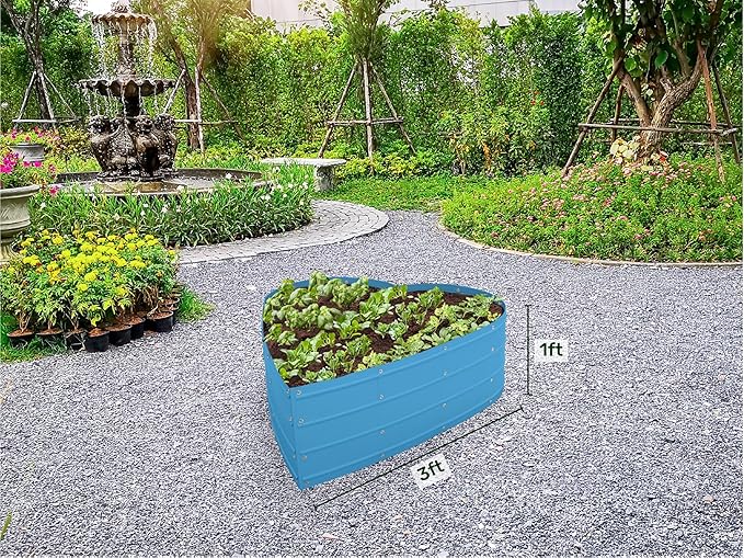 Galvanized Raised Garden Beds Outdoor // Planter Raised Beds for Gardening, Vegetables, Flowers // Large Metal Garden Box (Teal) // Tool-Free Assembly