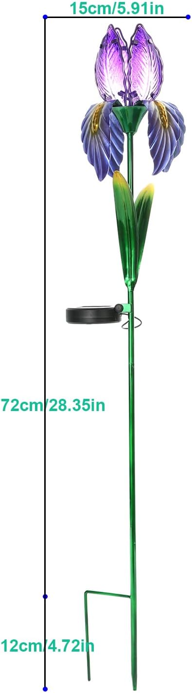 Garden Metal Violet Flower with Solar Light Outdoor Spring Decoration Figurine for Patio, Balcony, Yard, Lawn Ornament Unique Housewarming Gift