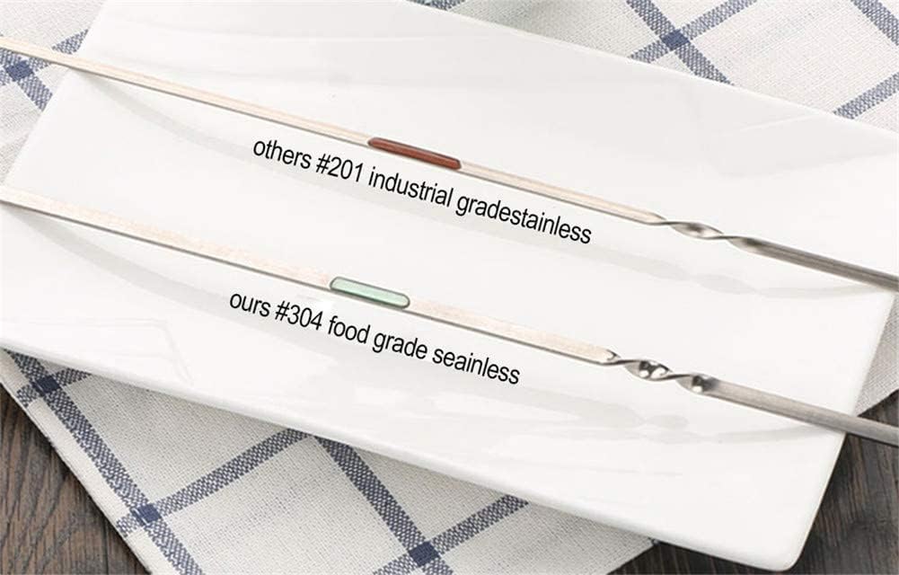18PCS Kabob Skewers Flat Metal BBQ Barbecue Skewer 14" Long Stainless Steel Shish Kebob Sticks Wide Reusable Grilling Skewers Set for Meat Shrimp Chicken Vegetable, 18 Pack