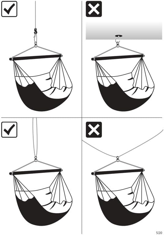 La Siesta® - XL King Habana Cotton Hanging Hammock Chair, Indoor Outdoor Hammock Swing Chair, Boho Hanging Chair Bedroom Patio, Max 355 Lbs, Latte