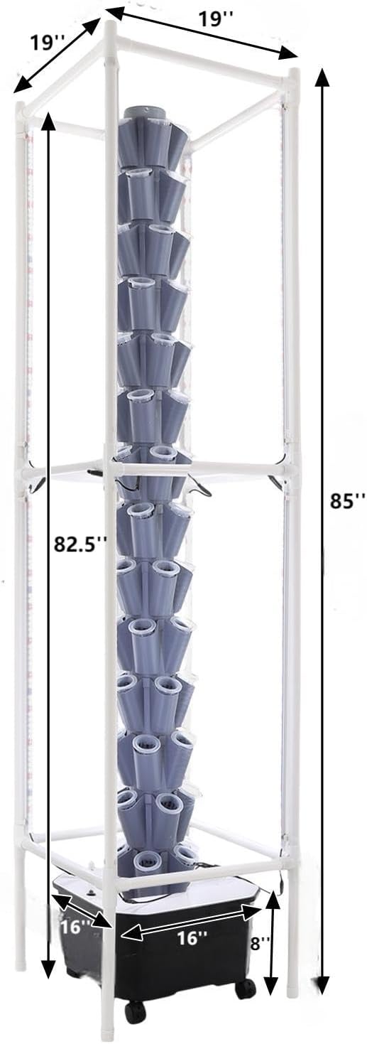 Hydroponic Growing Tower System Kit, 70-Plant Vertical Hydroponics Garden Tower with LED Grow Light, for Outdoor Indoor Herbs Fruits Vegetables Smart Garden Planter Kit