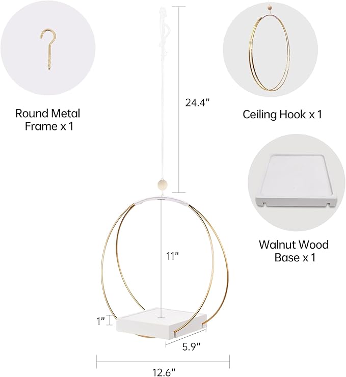 Hanging Planter for Indoor Plants - Outdoor Plant Hanger, Mid Century Boho Macrame Metal Plant Hanger, Plant Hanger Indoor Conner Ceiling, Gift for Mom, Plant Lovers, Housewarming