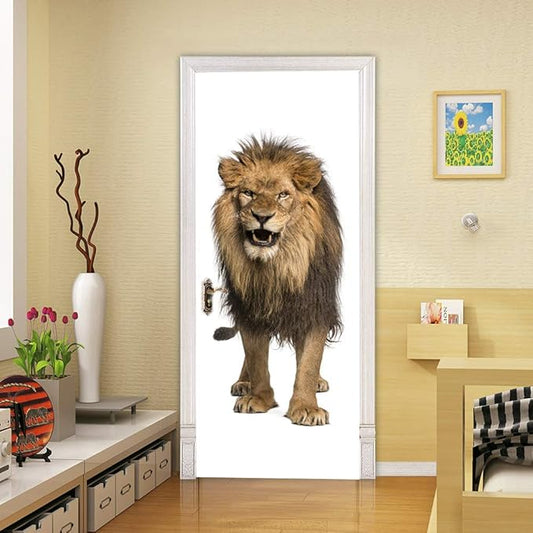 3D Peel & Stick Murals - Lion - Wallpaper, Self-Adhesive, Removable PVC, Waterproof - 37.4 x 78.7 inch for Bedroom & Living Room Decoration