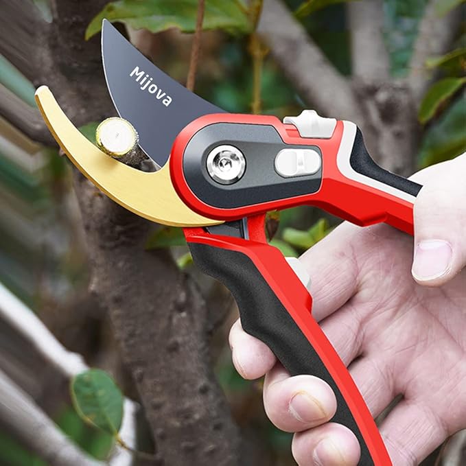 Garden Pruners, Heavy Duty Garden Clippers, Pruning Shears with Adjustable Thumb Lock, Hand Gardening Tools Pruners, High Carbon Steel Sharp Gardening Scissors