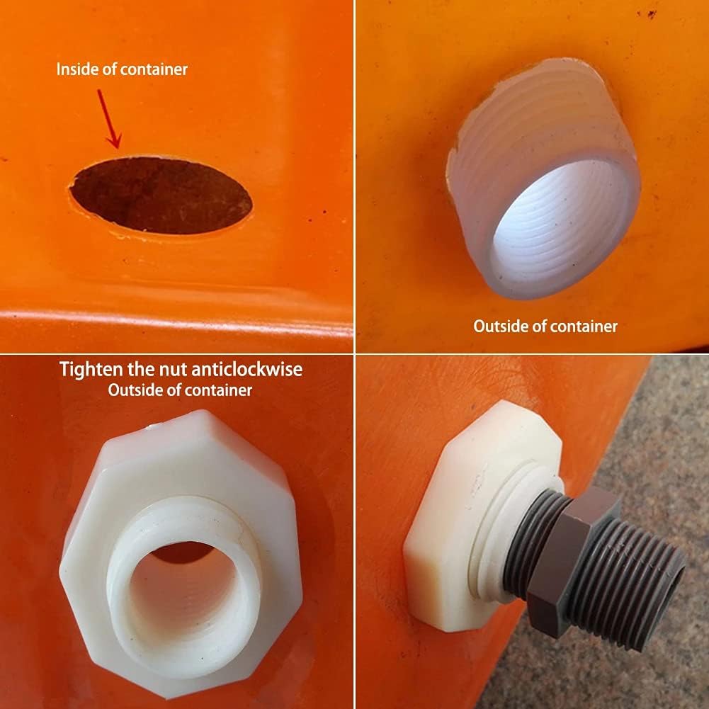 3" Female ABS Bulkhead Fitting, Plastic Water Tank Connector Adapter Fitting with Plugs for Outdoor rain Barrel Garden Hose Adapter Spigot kit Water Tank Gallon Drain Bucket(Set of 1)