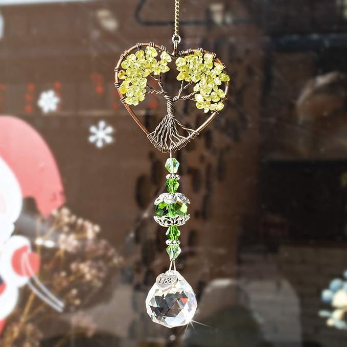 H&D HYALINE & DORA Tree of Life Car Rearview Mirror Hanging Ornament Pendant Accessories Fengshui Suncatcher (Green)