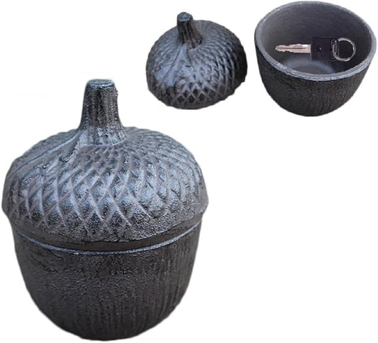 Garden Decoration Pine Cone Cast Iron Key Hider Stone Diversion Safe Key Outside Hider Hide-A-Key Holder Safely Hiding Your Spare Keys for Outdoor Garden or Yard, Geocaching