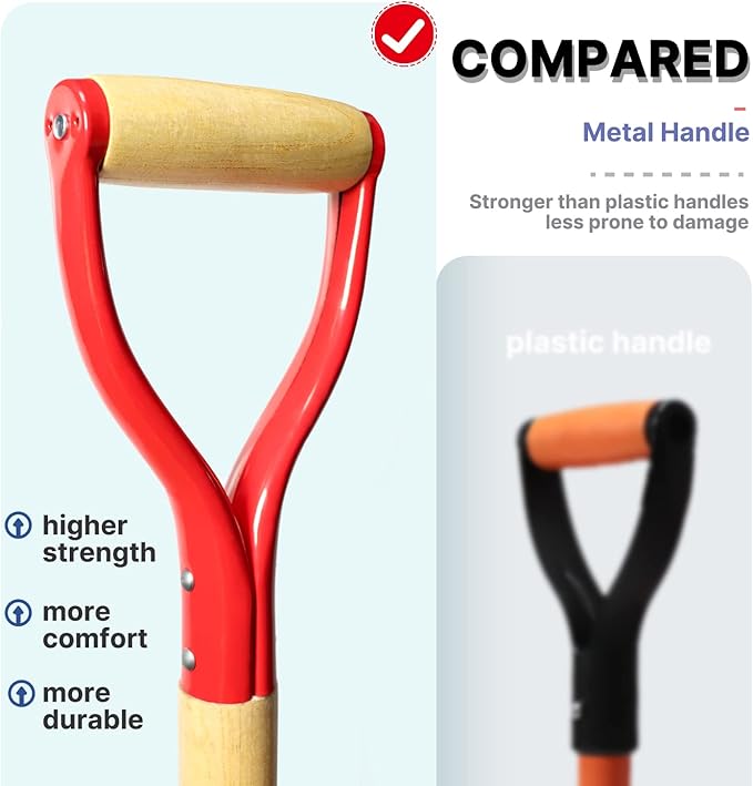 Garden Fork,4-Tine Spading Fork,Compost Fork,Steel Digging Fork,45Inch,Steel Y-Grip,Wooden Handel