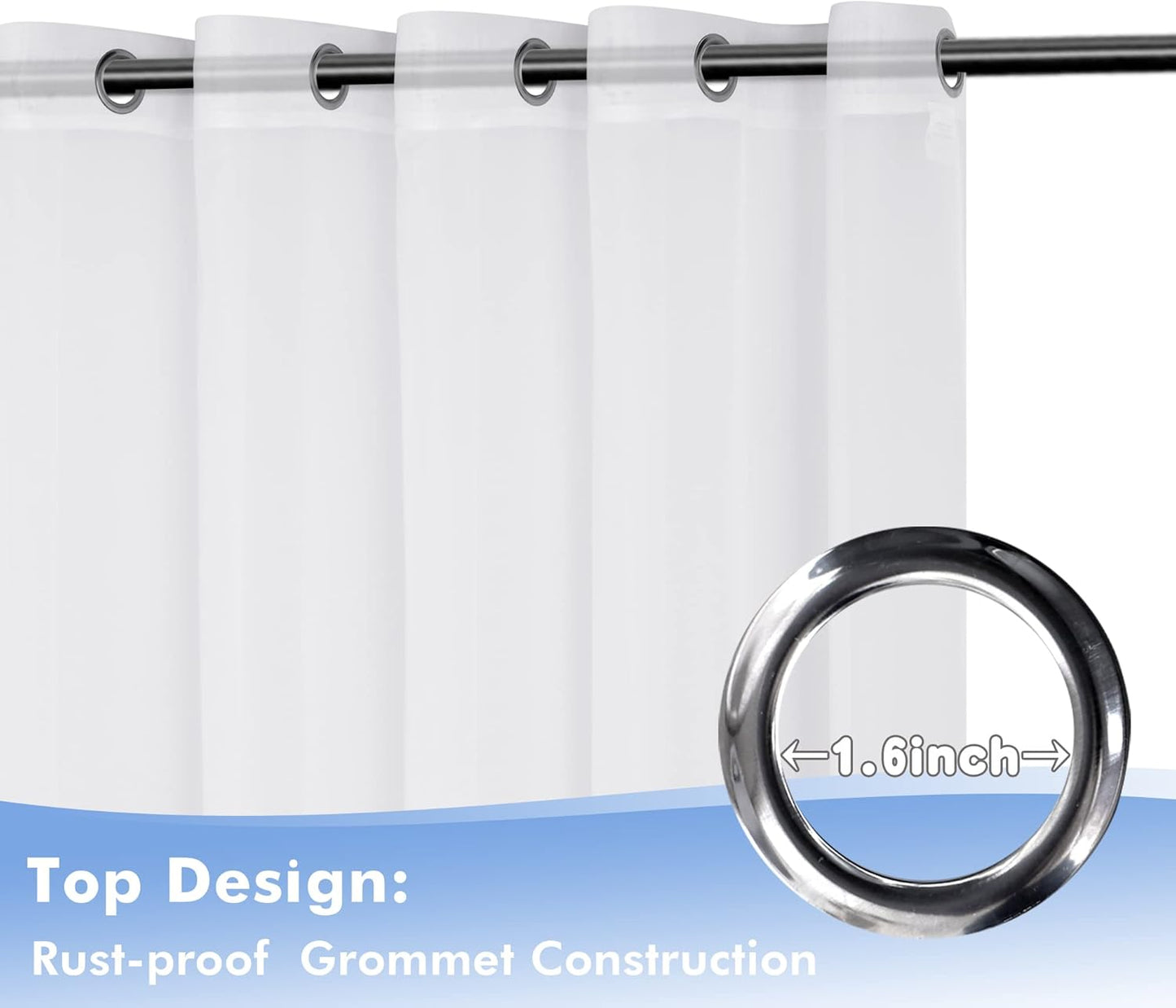 HolidayIdeas White Outdoor Sheer Curtains for Patio Waterproof, 6 Panels - 54 x 95 Inch - Light Filtering Voile Outside Curtains Grommet Drapes for Front Porch, Gazebo, Pergola, Backyard