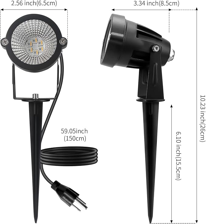 Halloween Christmas Spotlight Outdoor: 12W RGBW LED Spot Lights Outdoor with 16 Color Changing for Yard Garden Decor | 2 Pack of IP65 Waterproof 120V Plug in Landscape Lighting with Remote