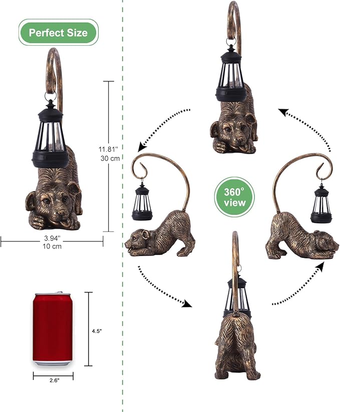 Garden Decor with Solar Lantern:Statues for Outdoor Decorations Yard Art Figurine for Patio Balcony Porch Lawn Ornaments-Gifts for Mom Grandma