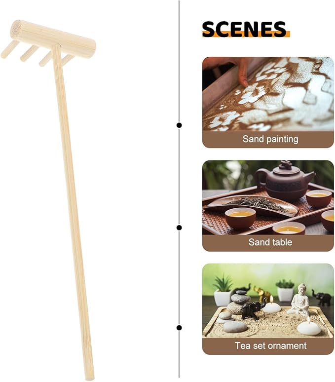 40 pcs Office Table Mini Rakes Rock Drawing Mothers Tool Decoration Serenity Smoothing Push Beige Tools and Zen Garden Gardens Kits Wood for Plants Fathers Hand Four Kits- Kit