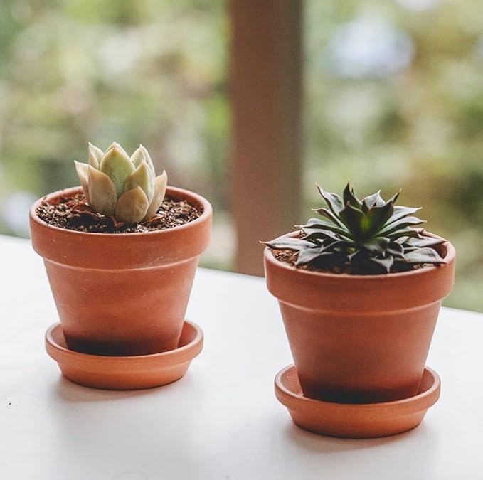 3 inch Terracotta Clay Pots Pack of 18, Small Plant Pots with Drainage Holes and Saucers, Mini Nursery Plant Pots for Succulents, Cactus, Indoor,Outdoor,Halloween Decor
