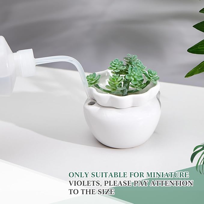 4 Set 4 Inch African Violet Pots Self Watering White Ceramic Planter Highly Absorbent Inner Planter Pot for Indoor Plants Plant Lovers Ideal Plant Pot Thriving Plant Flower Maintenance
