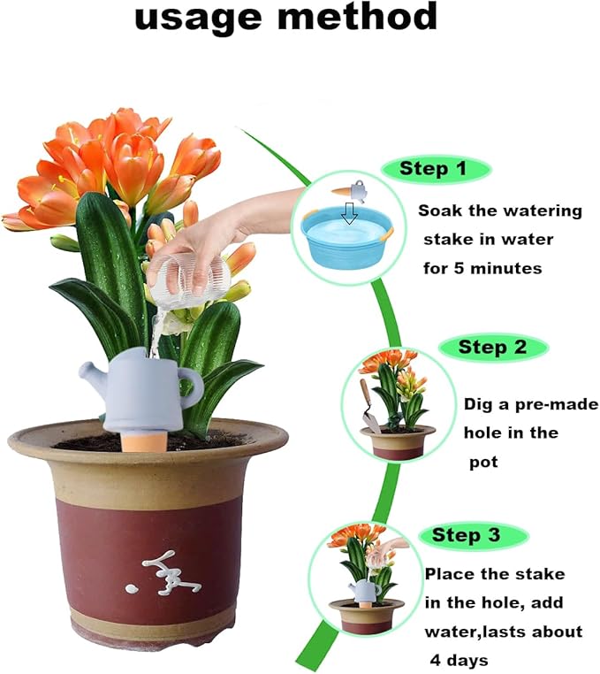 4-Pack Self-Watering Terracotta Spikes for Plants, Automatic Plant Watering Stakes, Keeps Plants Hydrated While You're Away, Ideal for Indoor & Outdoor Use (Teapot Design)