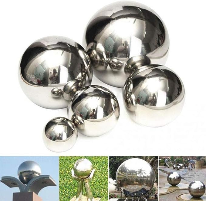 30 cm/12 inch Diameter Gazing Globe Mirror Ball,Silver Stainless Steel Polished Reflective Smooth Garden Sphere,Colorful and Shiny Addition to Any Garden or Home