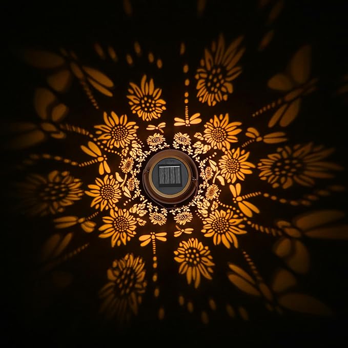 Garden Decor Birthday Gifts for Women, Sunflower Solar Lanterns Outdoor Decoration, Mothers Day Gifts for Mom Grandma, Hanging Solar Lights Outside for Yard, Patio, Backyard, Porch (2 Pack)