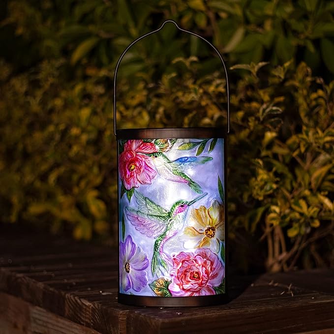 Hanging Solar Lantern Outdoor Waterproof LED Hummingbird Solar Lights Outdoor Decorative Solar Lanterns Tabletop Lamp for Patio Garden Yard Decor